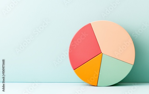 Colorful pie chart on a pastel background representing data visualization and analysis in a modern setting.