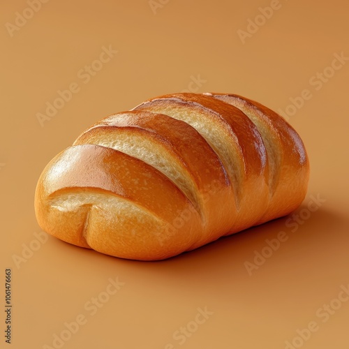 Freshly Baked Artisanal Bread Loaf on Warm Neutral Background