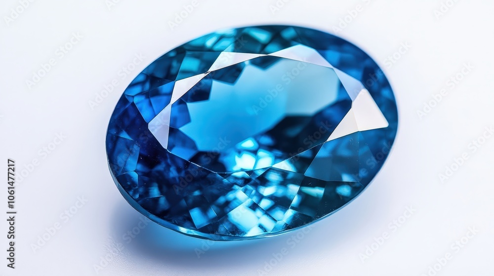 Brilliant blue sapphire gemstone: oval cut on white background for jewelry design Brilliant blue sapphire gemstone: oval cut on white background for jewelry design