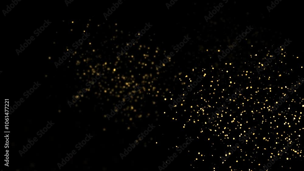yellow confetti fireworks. coating of gold glitter particles explode
