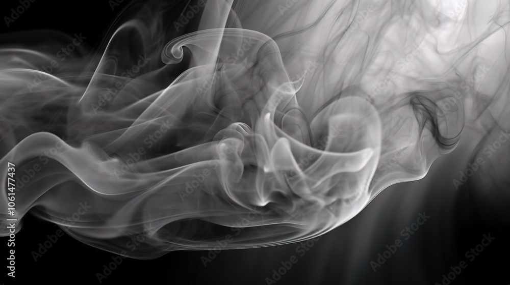 Fototapeta premium Grayscale Swirling Smoke Effect in Mysterious Background