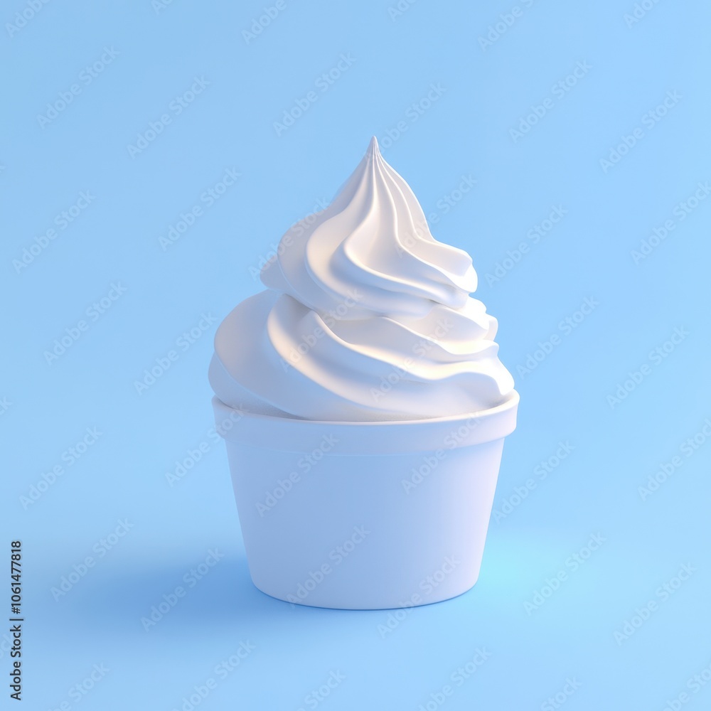Soft and Creamy Frozen Treat on a Pale Blue Background Soft and Creamy Frozen Treat on a Pale Blue Background