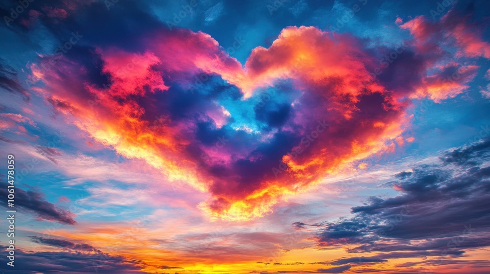 Fototapeta premium Colorful Cloud Heart Formation at Sunset