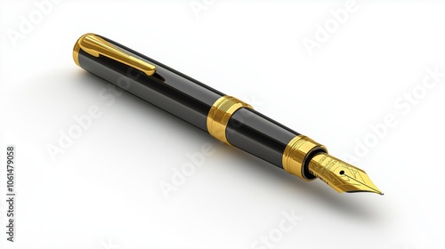 Wallpaper Mural A sleek fountain pen, showcasing a shiny gold nib, rests gracefully on a pristine surface, inviting creativity and thoughtful writing. Torontodigital.ca