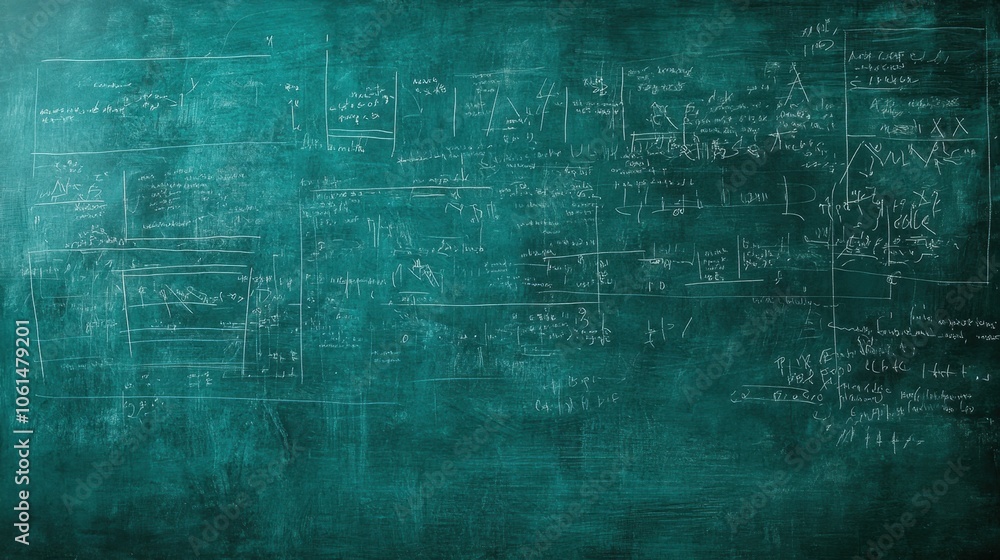 Fototapeta premium Mathematical Equations on Chalkboard Surface