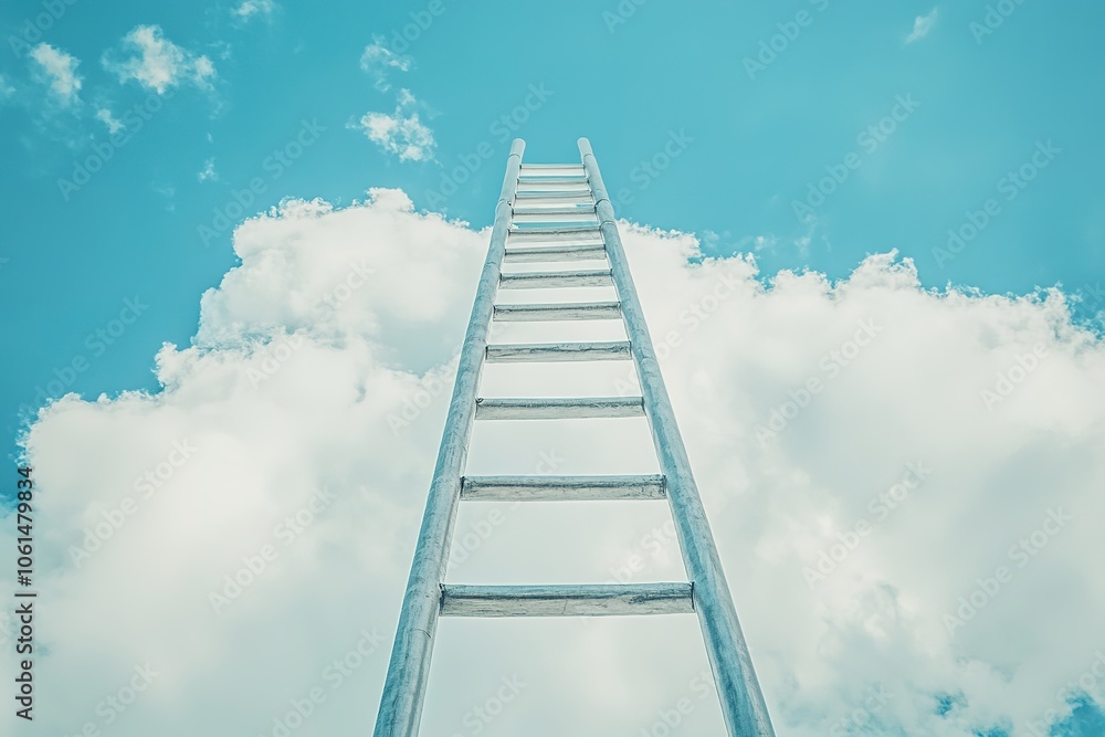 Ladder reaching into the sky among clouds. Ladder reaching into the sky among clouds.