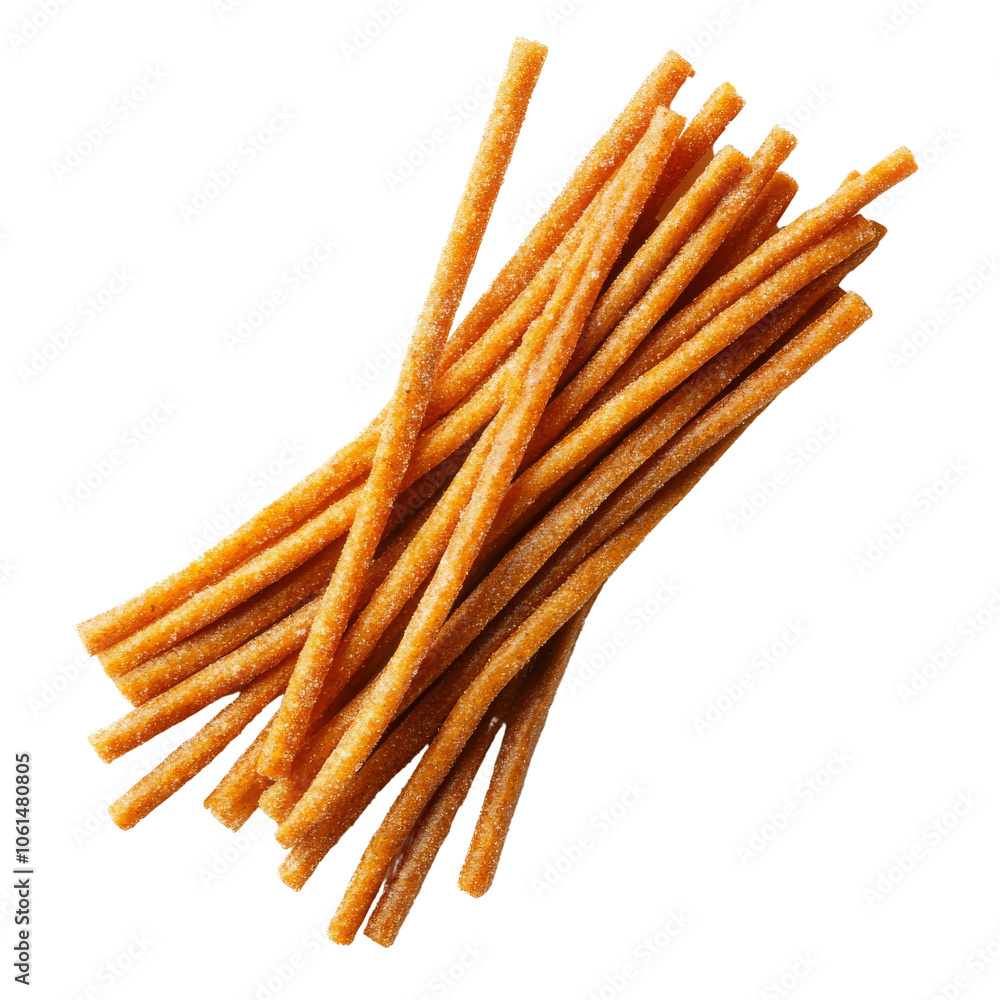 Crunchy and delicious snack sticks stacked on transparent background. Crunchy and delicious snack sticks stacked on transparent background.