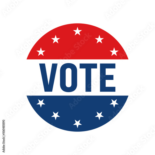 Vote on election day red, white and blue with stars circular poster or pin-back button