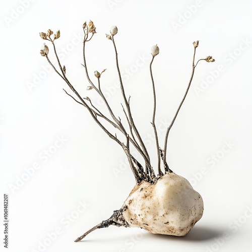 Rhizocarpon geographicum on white background photo