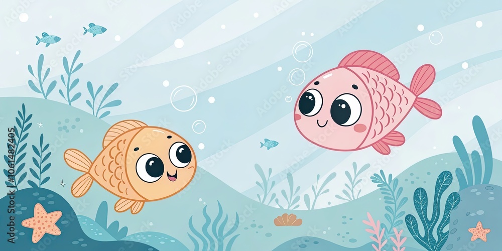 minimalist cute cartoon underwater fish background minimalist cute cartoon underwater fish background