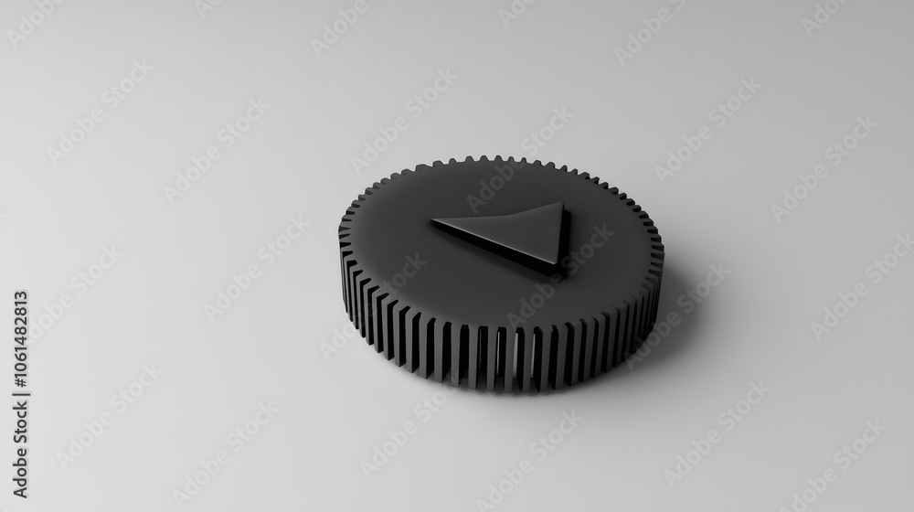 A sleek, black button with a triangular play symbol, set against a minimalist gray background, suggesting digital media interaction. A sleek, black button with a triangular play symbol, set against a minimalist gray background, suggesting digital media interaction.
