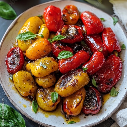 Roasted Piedmont peppers: an antipasto photo