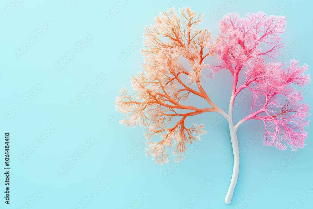 Asthma concept, narrowed airways in lungs, 3D medical illustration Asthma concept, narrowed airways in lungs, 3D medical illustration