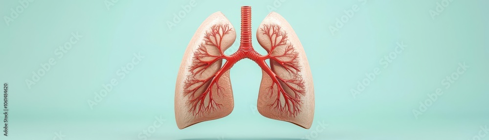 Human lungs with detailed cilia structure, respiratory defense mechanism, 3D render Human lungs with detailed cilia structure, respiratory defense mechanism, 3D render