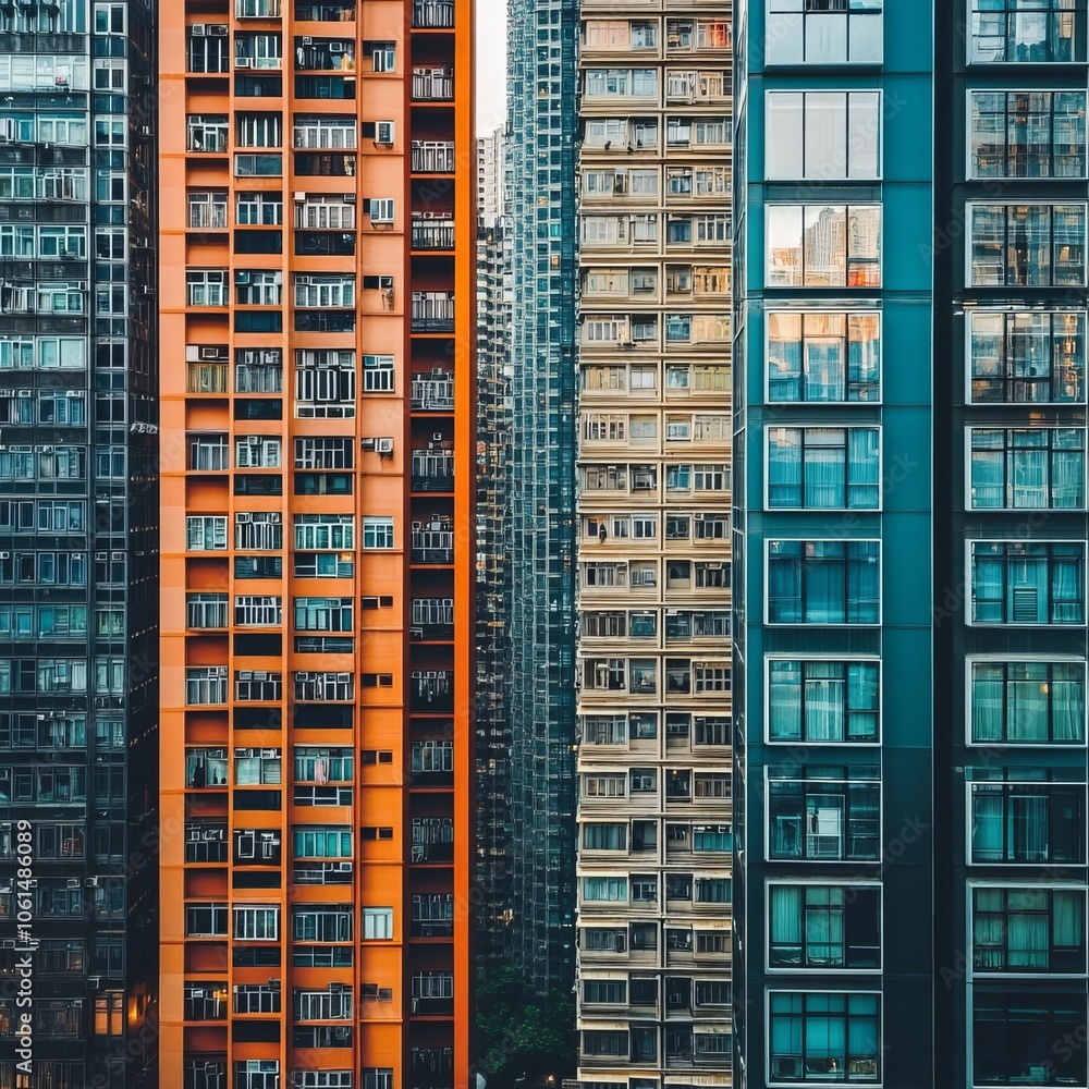 Fototapeta premium Commercial building windows in HK