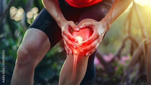 having knee injury due to ligament inflammation, man knee pain due to exercise, massage, muscle relaxation, rheumatoid arthritis, gait disturbance, rheumatoid arthritis