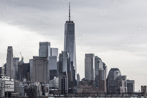 Panoramic view of Manhattan from Roosevelt island , New York , USA