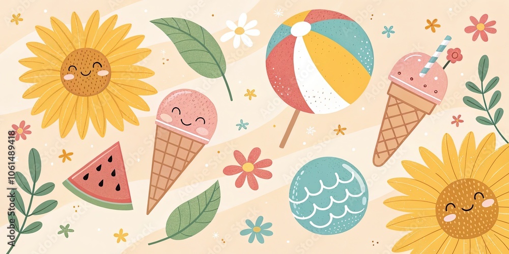 minimalist cute cartoon summer flyer background minimalist cute cartoon summer flyer background