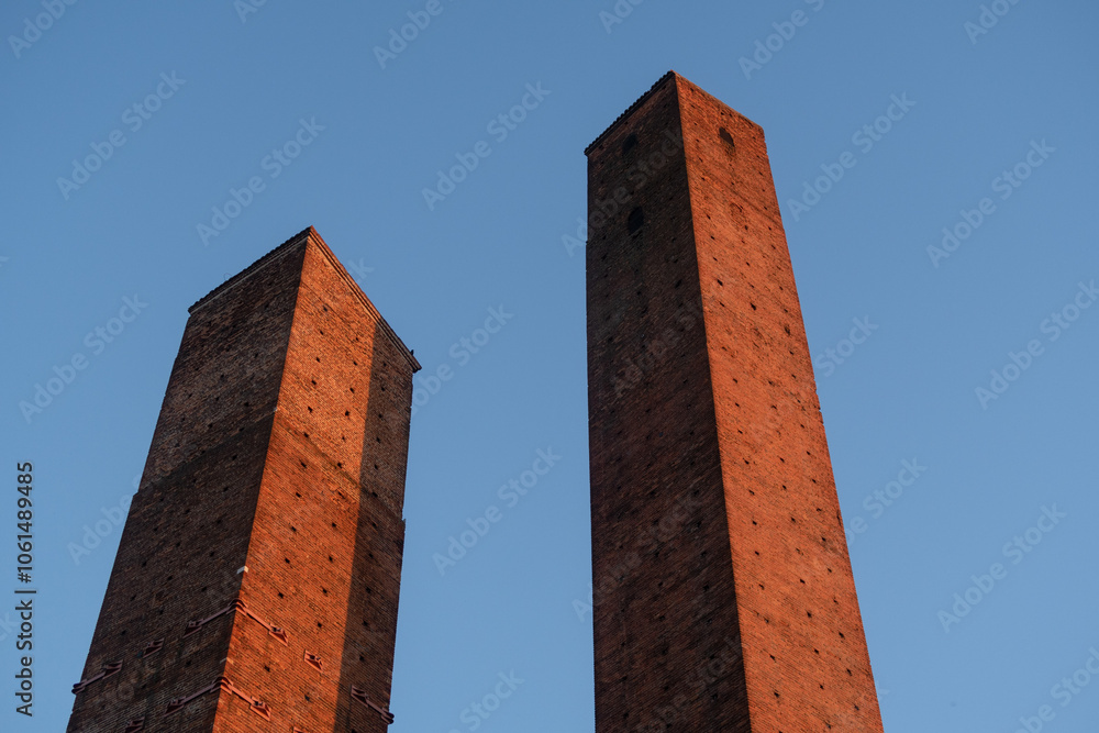 Pavia tower middle ages sun sunset color hamlet village country people