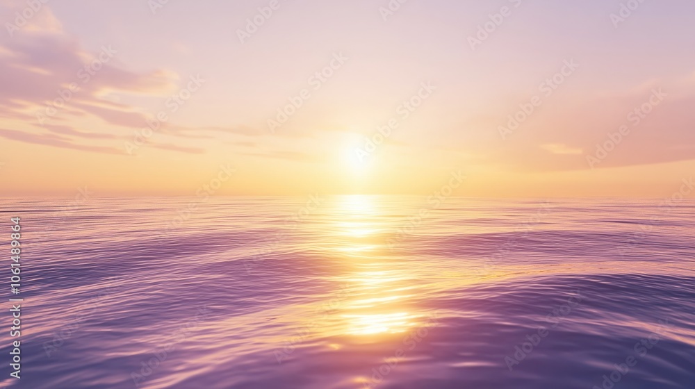 Obraz premium As dawn breaks, golden rays dance on the gentle ocean waves, creating a peaceful atmosphere. The horizon glows softly, inviting a new day filled with potential.