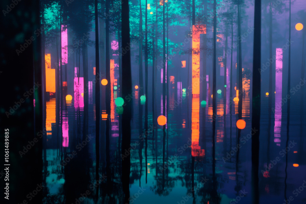 Obraz premium Lichtwald Nacht