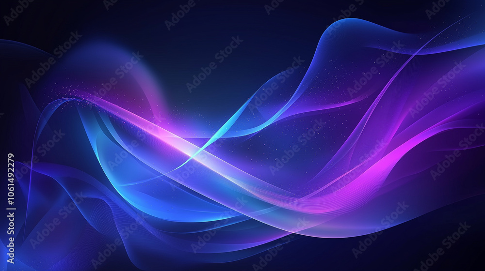 Abstract background with blue and purple glowing lines on a dark background. A vector presentation with blue tone and lightning. Abstract background with blue and purple glowing lines on a dark background. A vector presentation with blue tone and lightning.