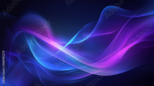 Abstract background with blue and purple glowing lines on a dark background. A vector presentation with blue tone and lightning. 