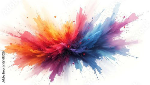 Dynamic color explosion in watercolor rainbow burst