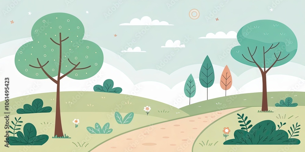 Fototapeta premium minimalist cute cartoon park background 