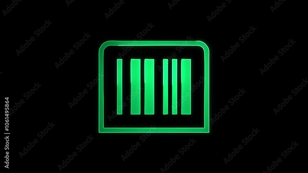 Bar code scanning animation blue isolated on black background. Bar code scanning animation blue isolated on black background.