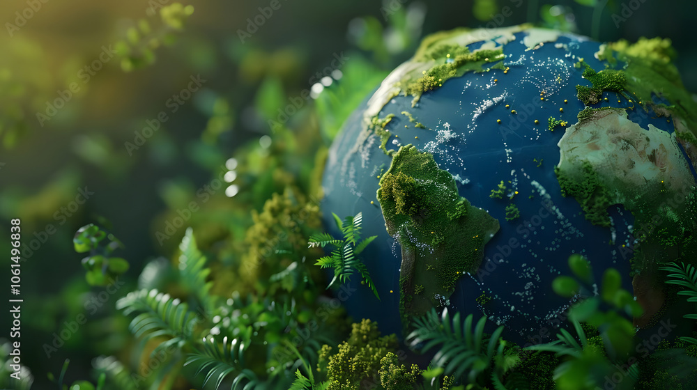 3d design of earth surrounded by green to convey environmental awareness. generative ai 3d design of earth surrounded by green to convey environmental awareness. generative ai