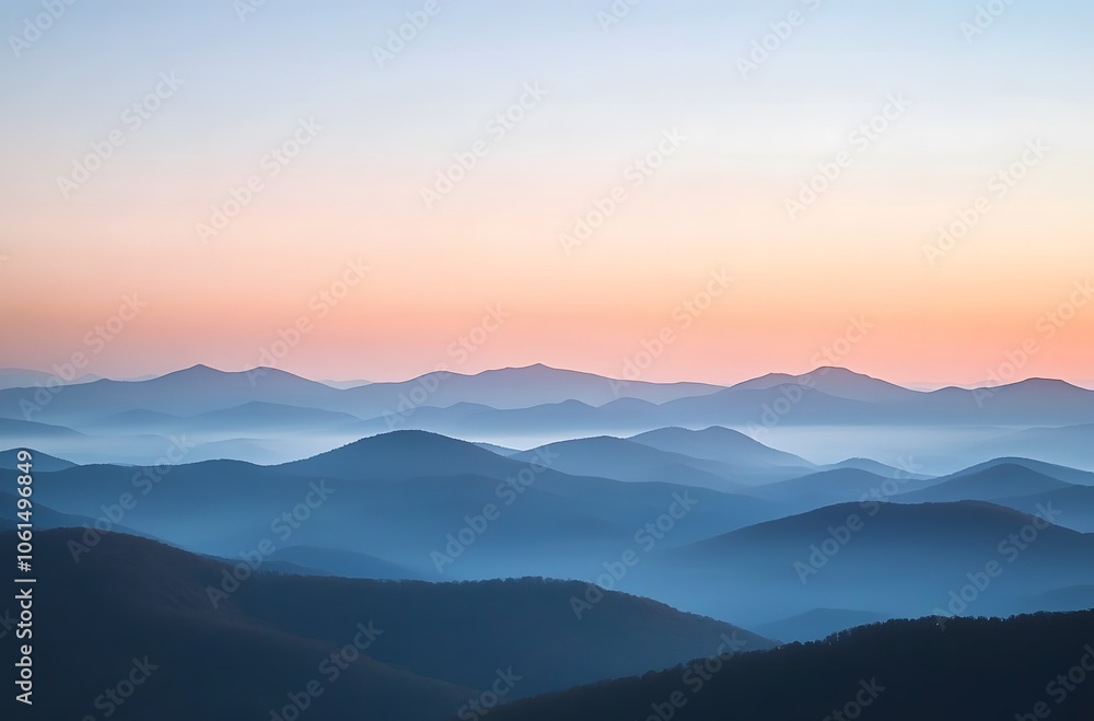 Obraz premium panoramic view of the majestic mountains under an orange and blue sky