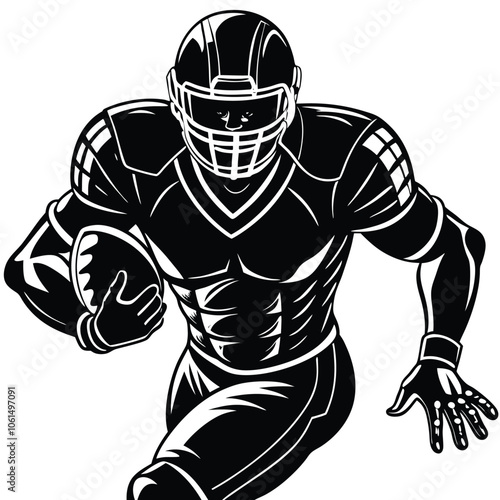 **** Silhouette of an American Football Player in Dynamic Action