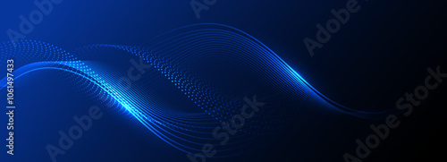 Dynamic abstract blue wave lines on dark background.