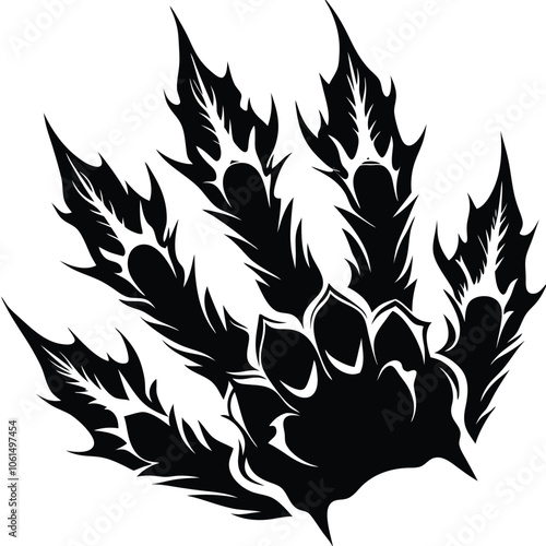 Black Silhouette Clip Art Depicting Sharp Animal Claw Scratches