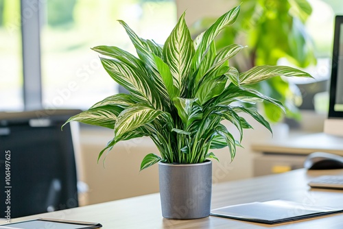 Single Plant on Desk with Blank Background photo