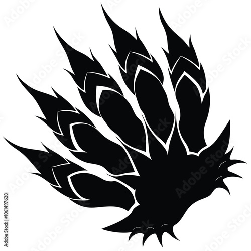 Black Silhouette Clip Art of Sharp Animal Claws Leaving Scratches