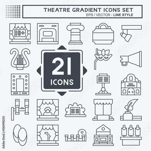 Icon Set Theatre Gradient. related to Entertainment symbol. line style. simple illustration