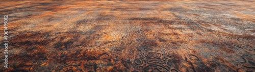 A textured surface with warm tones, resembling weathered earth or rusted metal.