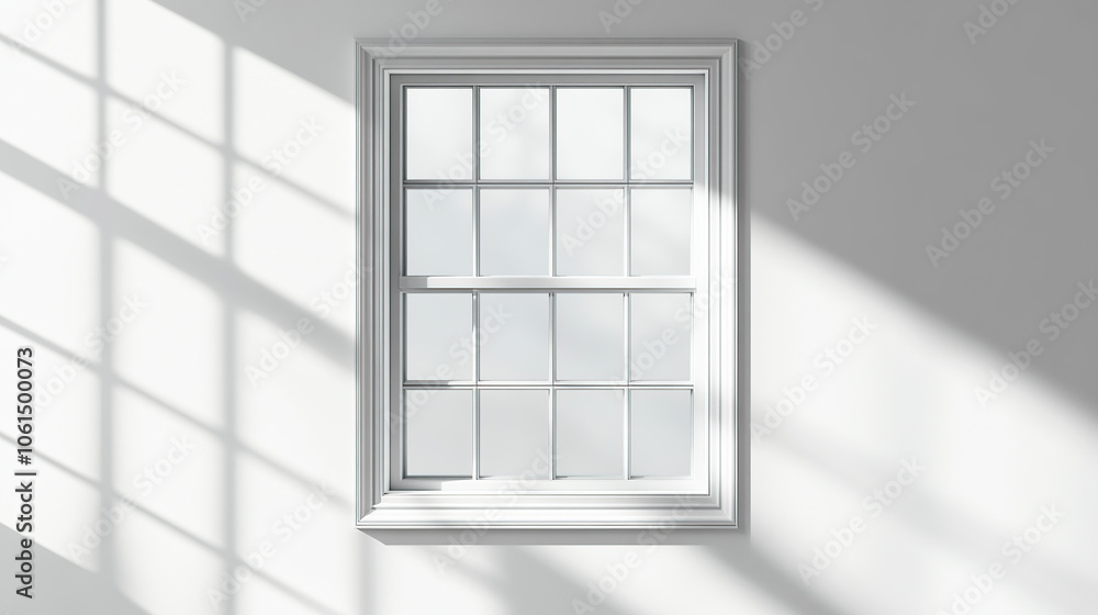 3D render of a white window frame on a white wall 3D render of a white window frame on a white wall