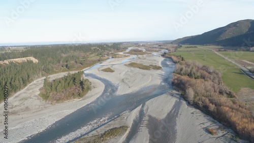An drone photo of Rangitata River
