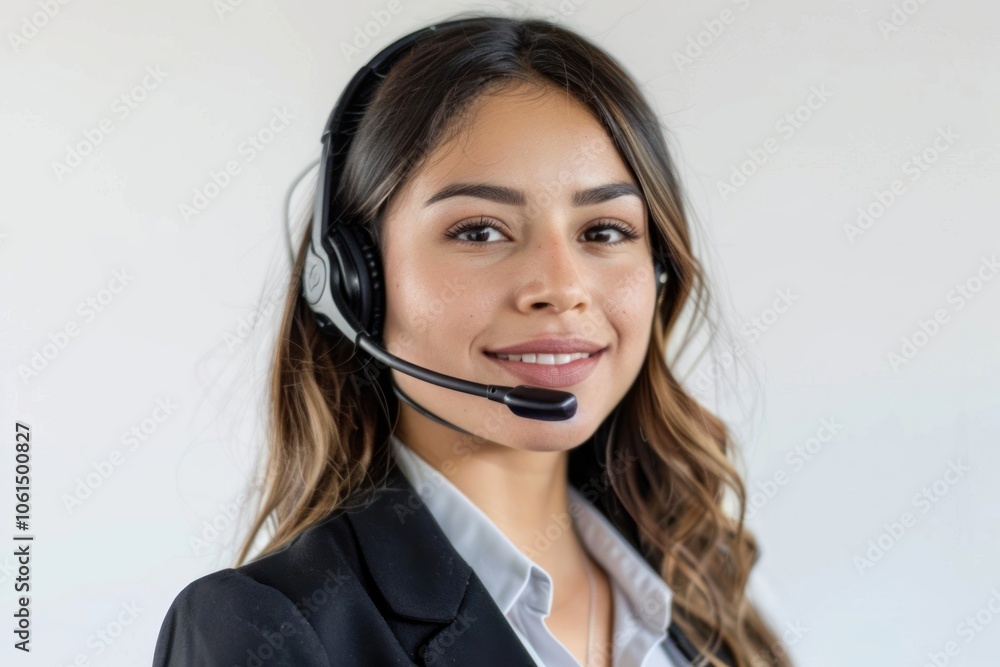 Professional customer service representative smiling Professional customer service representative smiling