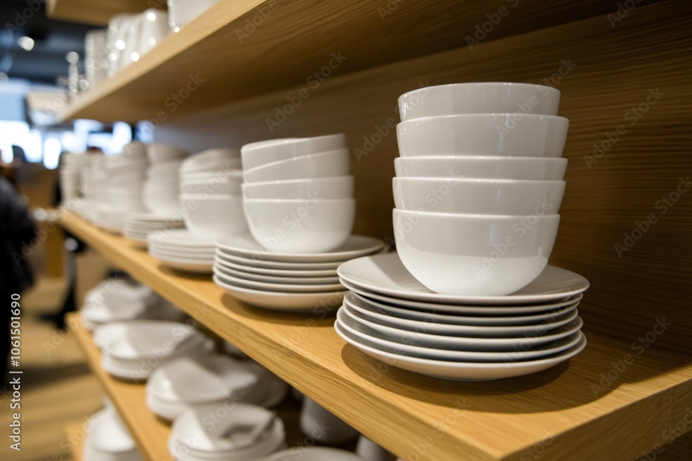 Organized Kitchen with Floating Shelves and Tableware Organized Kitchen with Floating Shelves and Tableware