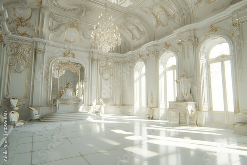 Rococo interior design architecture chandelier building.