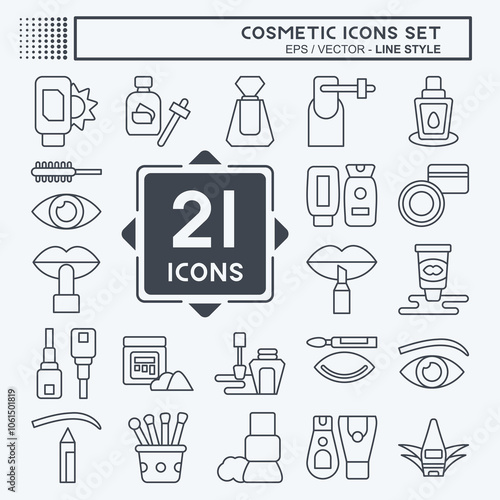 Icon Set Cosmetic. related to Beautiful symbol. line style. simple illustration