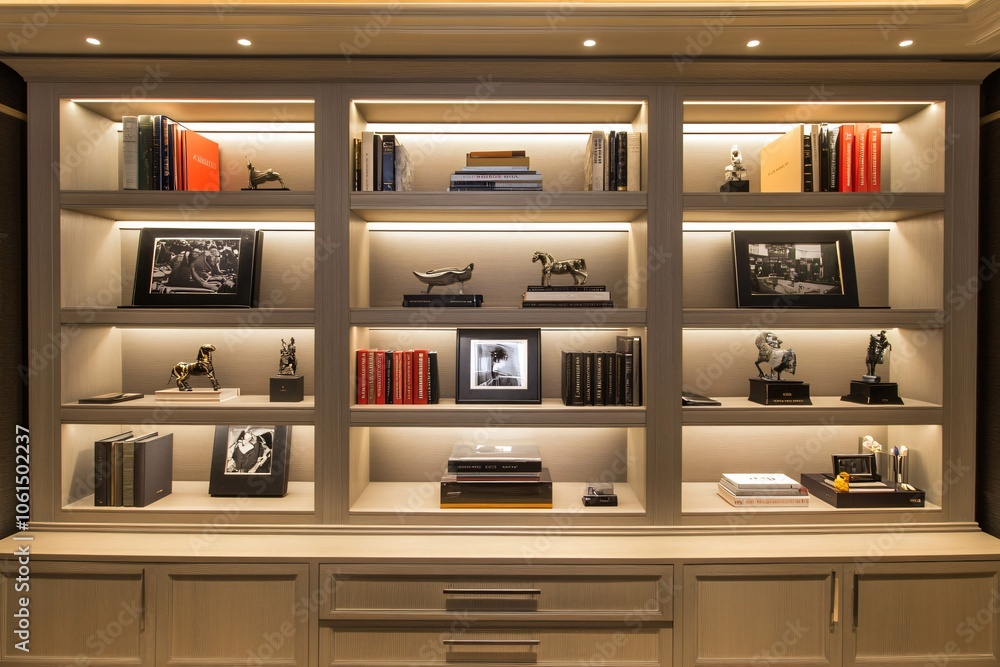 Elegant Living Room Shelving with Books and Art Elegant Living Room Shelving with Books and Art