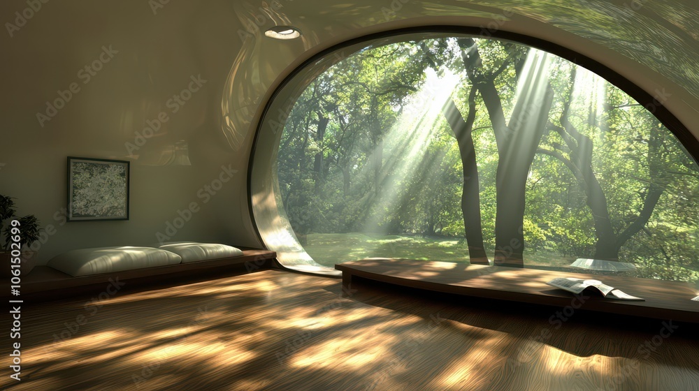 Modern Home Curved Window Sunlight Modern Home Curved Window Sunlight