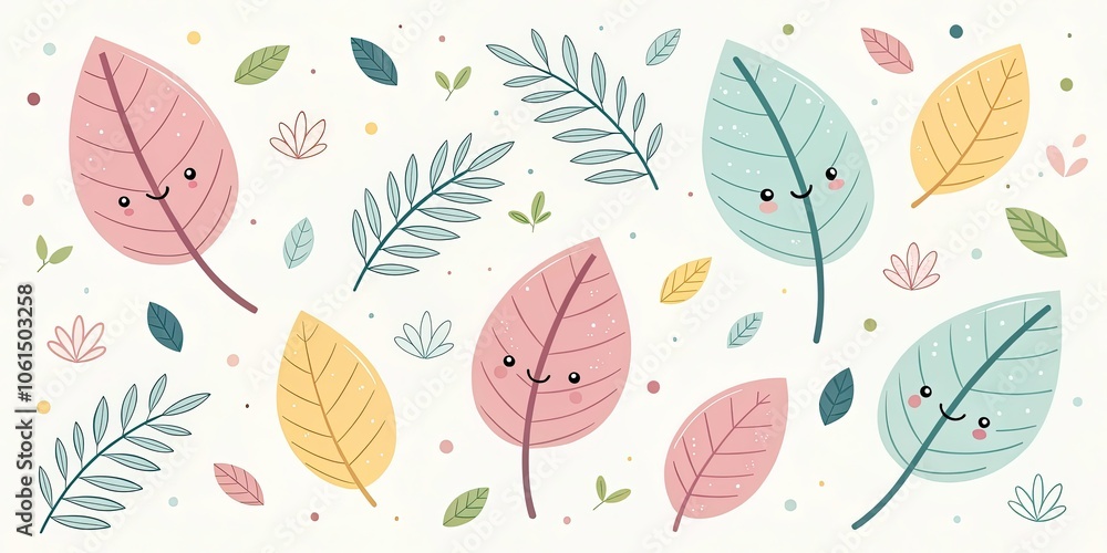minimalist cute cartoon leaves background minimalist cute cartoon leaves background