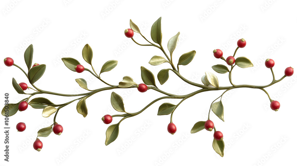 Christmas Ilex berry on a branch without background Christmas Ilex berry on a branch without background