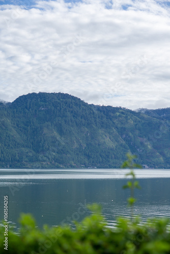 Popular tourist destination in Central Aceh.. Landscape of Laut Tawar lake in Takengon city, Indonesia. photo